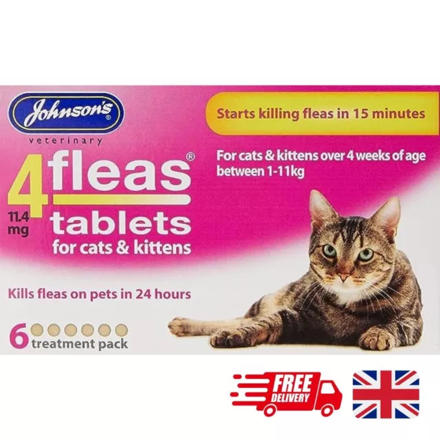 Johnsons 4 Pulgas Tabletas para Gatos 50 g (Paquete de 6)