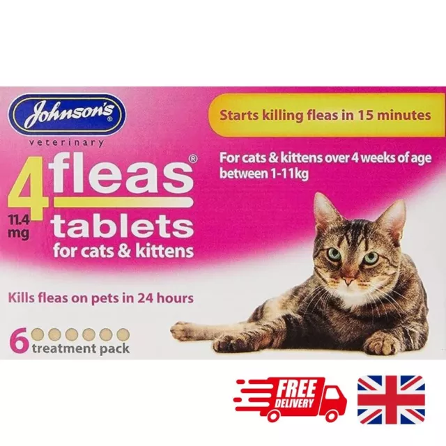 Johnsons 4 compresse pulci per gatti 50 g (confezione da 6)