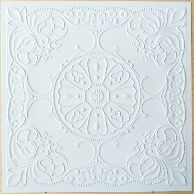 Ceiling tiles Faux tin white matt decor restaurant bar decor wall panels PL71