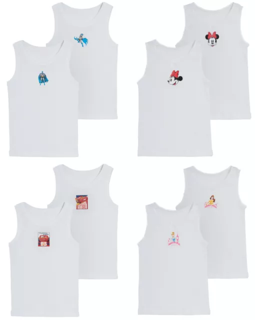 2 Pack Character Vests Boys Girls Multipack Camisoles Vest Tops Cotton Underwear