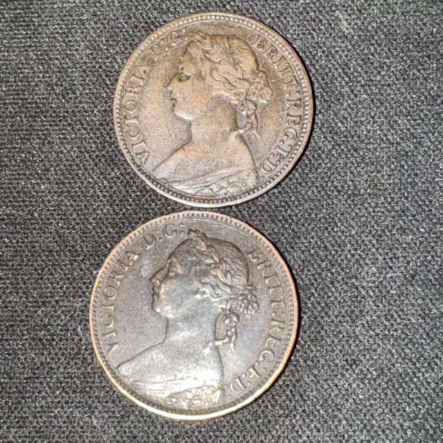 2 Victoria Farthings 1874H-1888