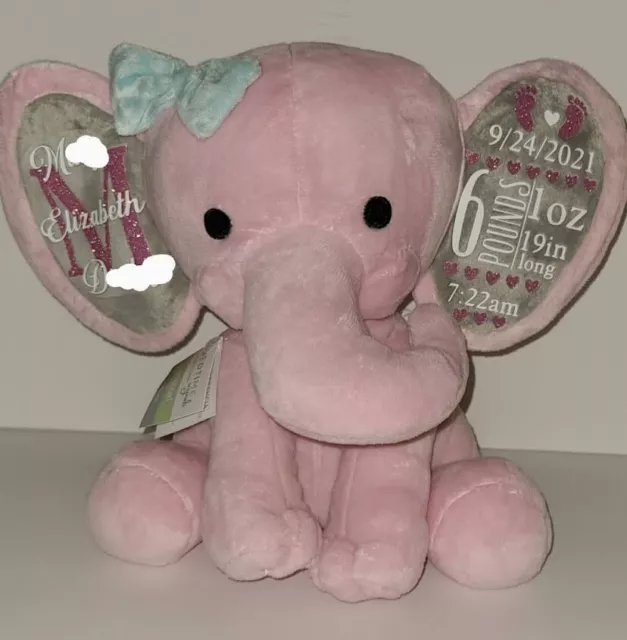 Personalized Birth Announcement Elephant, Baby Gift, Baby Shower, New Baby