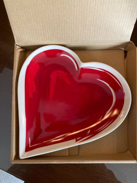Longaberger  POTTERY HEART SHAPED PLATE- NEW IN BOX