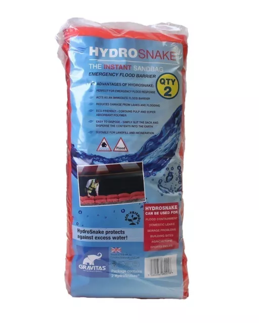 Hydrosnake Flood Defence The Instant Sandbag 2 PK EMERGENCY FLOOD BARRIER