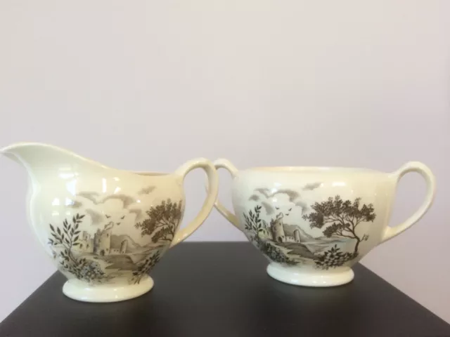 Vintage English Staffordshire Sugar & Creamer Country Life J & G Meakin England