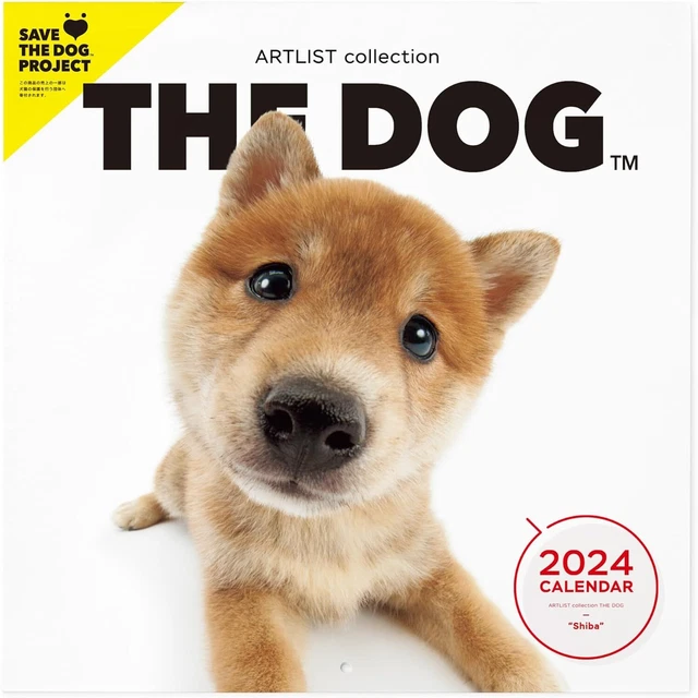 WALL CALENDAR 2024 THE DOG Large Size (Shiba) fisheye lens With