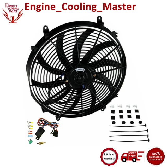 16INCH 12V ELECTRIC RADIATOR FAN 2500CFM+WIRING INSTALL RELAY KIT