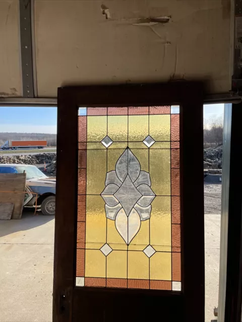 AN 694 antique entrance door stained glass, 3 1 7/8 x 80 x 1.5.
