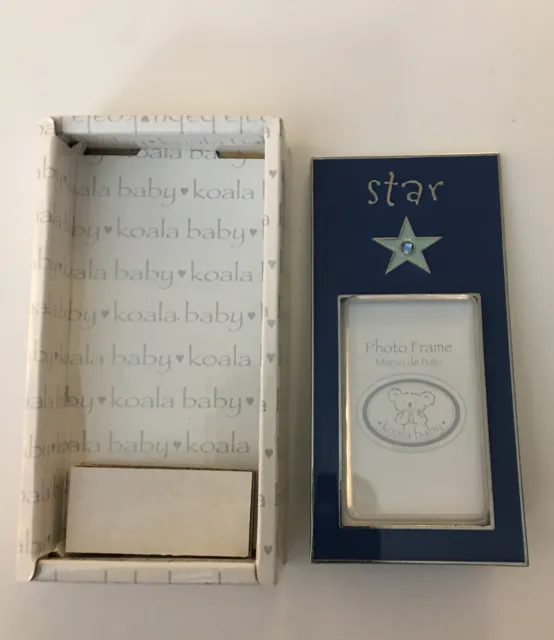 Koala Baby Metal Picture Frame With Blue Birth Stone Star in Blue. New 2.5x1.5”