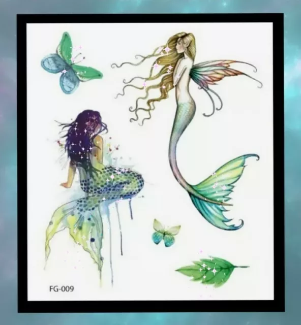 Tatuajes temporales de sirena brillante  Reino Unido para niñas arte corporal transferencias de tatuajes falsos