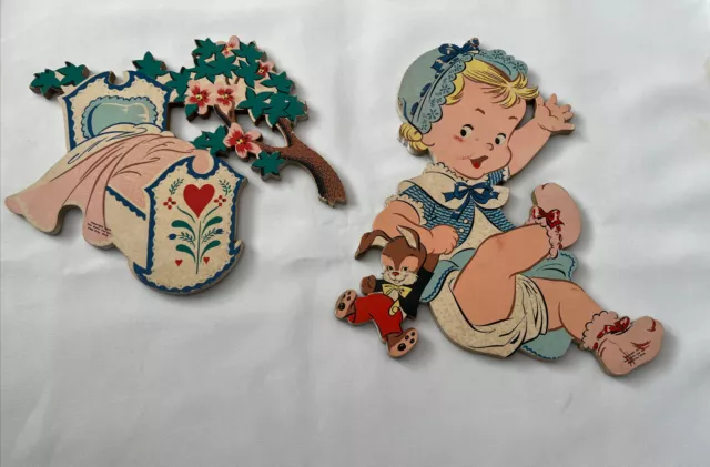 Vtg THE DOLLY TOY CO Mother Goose Pin-Ups Little Bo Peep Wall Hangings 1952