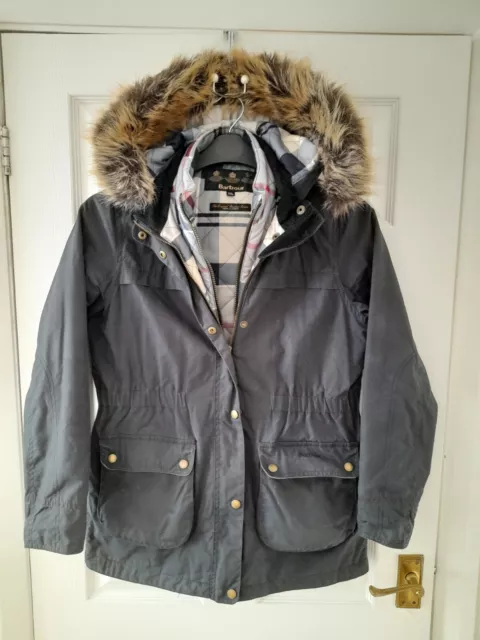 BARBOUR DARTFORD BLUE Girls Wax Jacket With Hoodie Size XXL 45.00 PicClick UK