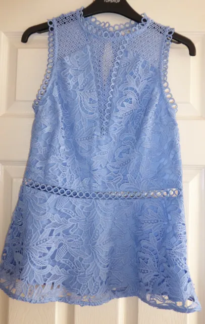 BNWT Ladies Baby Blue River Island Sleeveless Lace Top Size 8 RRP£42