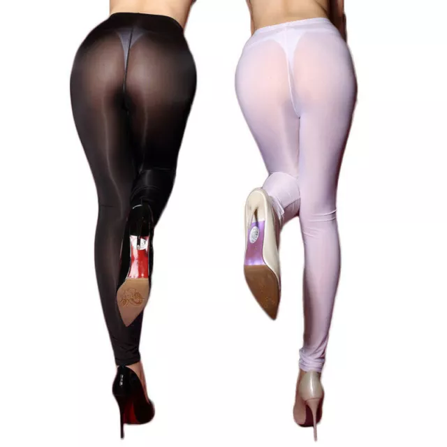 PLUS SIZE WOMENS Sheer See Through Trousers Stretchy Pants Skinny Silky  Leggings $12.99 - PicClick