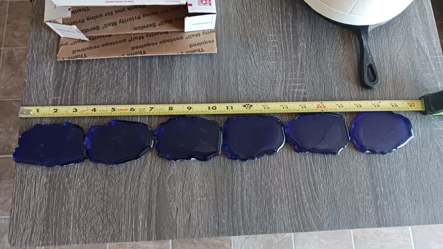 6 Flint Knapping Glass blobs, cobalt blue, 21 inches