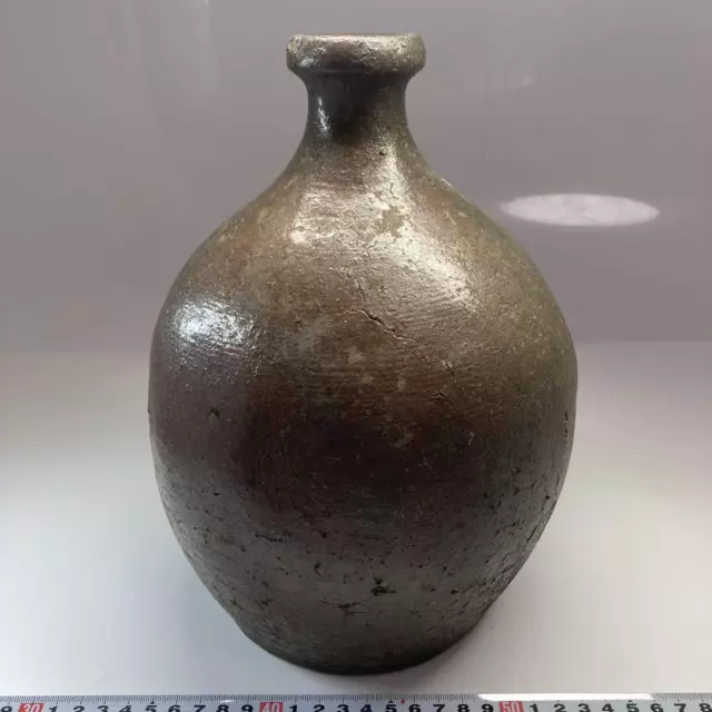 Edo Era Bizen ware Vase 10.2 inch Japanese Antique Pottery Figurine B