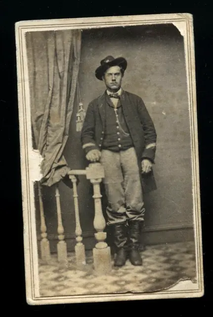 Civil War Soldier CDV Illinois Photographer 1860s (#6857)