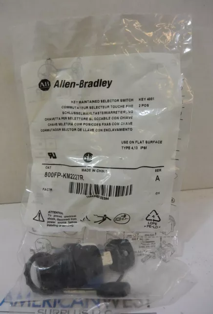 Allen Bradley Key Maintained Selector Switch 800FP-KM2227R series A NEW!