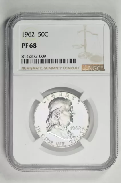 1962 50C Silver Proof Franklin Half Dollar NGC PF 68