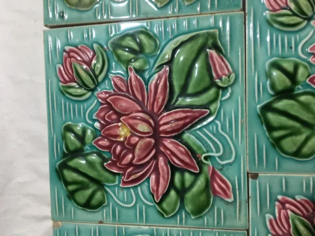 Vintage Ceramic Beautiful Flower  Design Porcelain Emboss work Tiles  5 Pieces 3