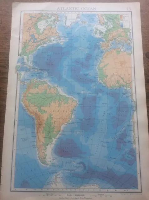 1942 Vintage John Bartholomew Atlas Map 10” Atlantic Ocean