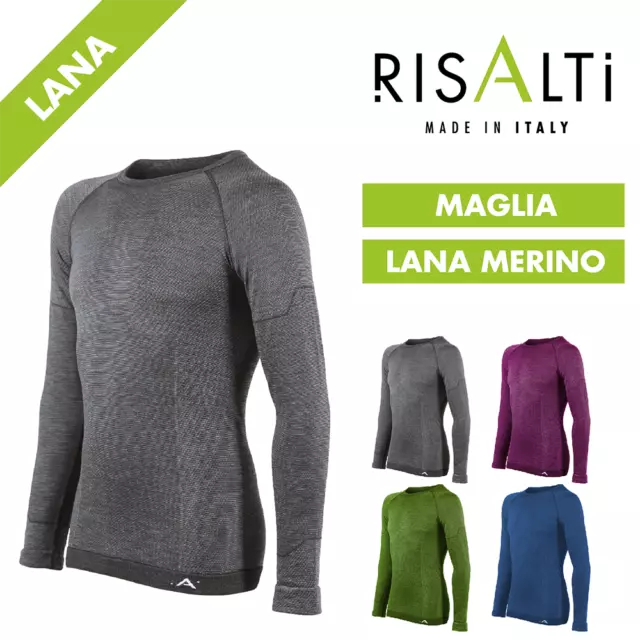 Maglia Termica Uomo e Donna Lana Merino - Intimo Termico Manica Lunga Risalti