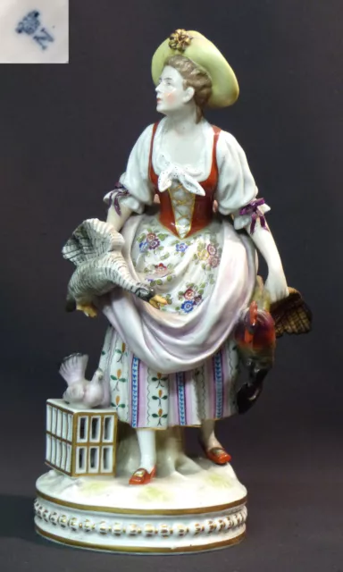 AA 19èm superbe porcelaine groupe capodimonte 1kg 28cm marchande volailles saxe