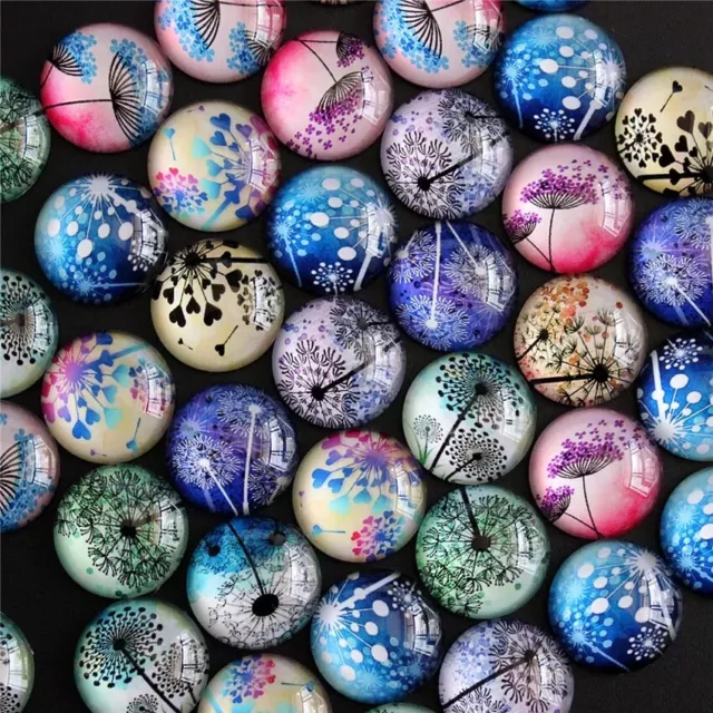 DIY GLASS CABOCHON DANDELION FLOWERS UNIQUE 10 x PIECES 12mm 🇦🇺 AUSSIE SUPPLY