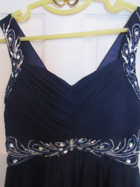 QUIZ Size 16 Navy Blue Evening ROA Gown Maxi Dress Stunning with Embelishments