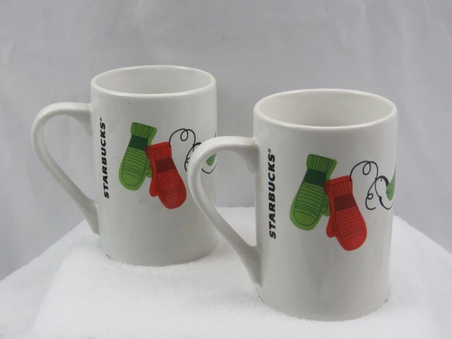Starbucks Dove of Peace Coffee Tea Mugs Christmas 2011 Winter Mittens 10 oz Set