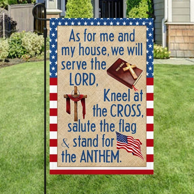 Jesus Cross American Flag As For Me And My House We Will Serve The Lord Flag