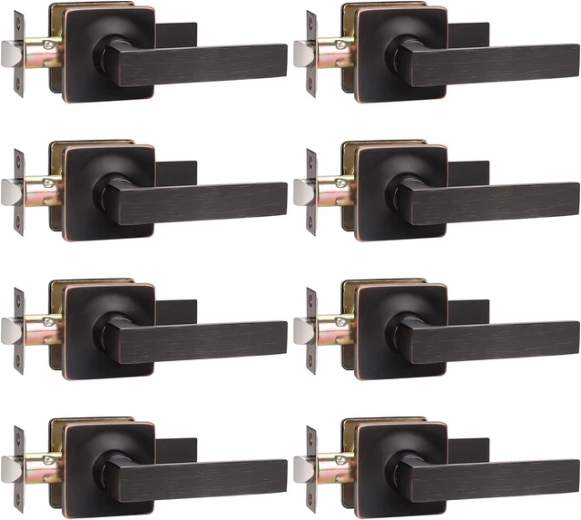 GOBEKOR 8 Pack Passage Door Levers Oil Rubbed Bronze Interior Door Handles