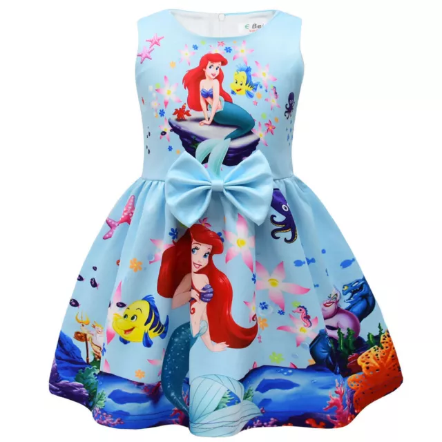 Kids The Little Mermaid Ariel Costume Bowknot Skirt Princess Party Fancy Dress 2