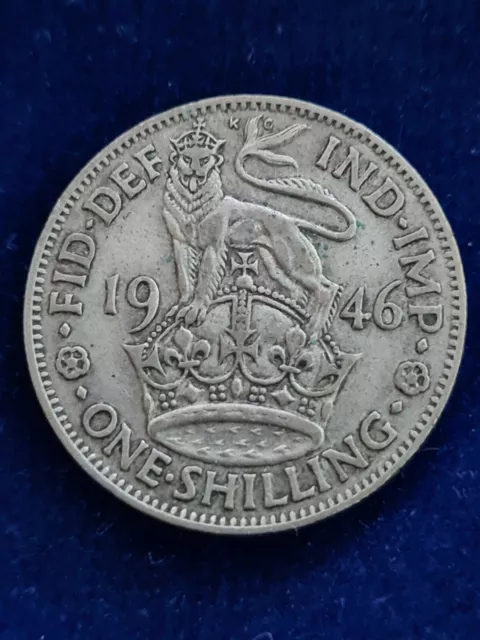 1946 British Shilling - George Vi  50% Silver Coin. 100.
