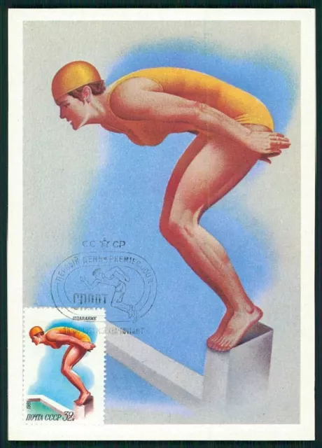 RUSSIA MK 1981 SPORT SCHWIMMEN MAXIMUMKARTE CARTE MAXIMUM CARD MC CM if72