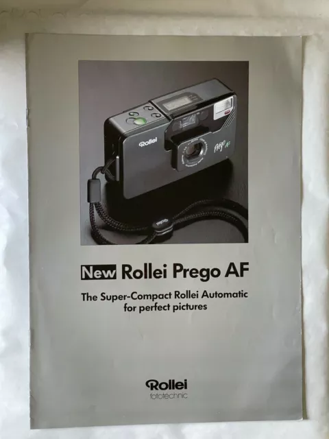 New Rollei Prego AF 35mm Compact  Camera,  A4 Brochure, 8 Pages