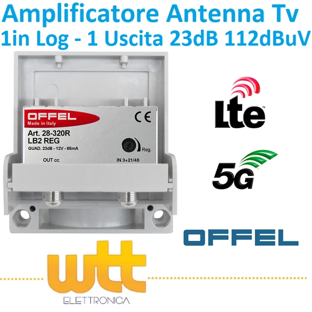 Amplificatore Larga Banda UHF Per Esterno 12V – Connessioni F, Schermato, Per Antenne TV Con Miscelazione VHF Passiva