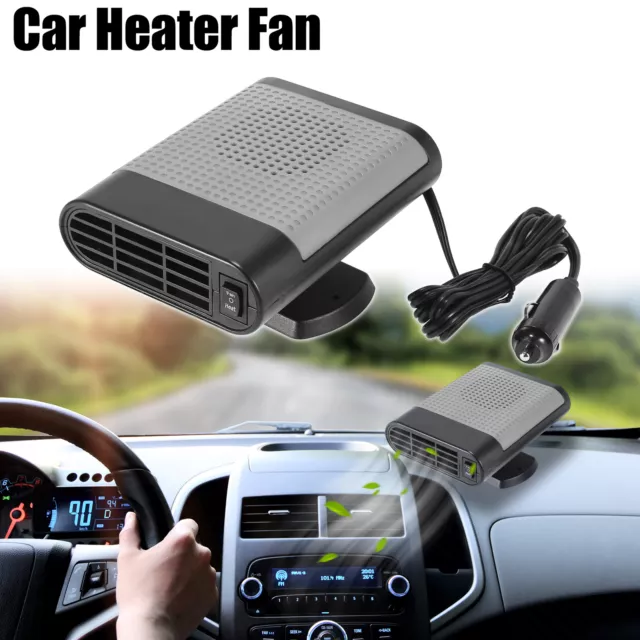 Portable 12V in Car Heater Fast Heating Fan Window Defroster Demister Black Gray