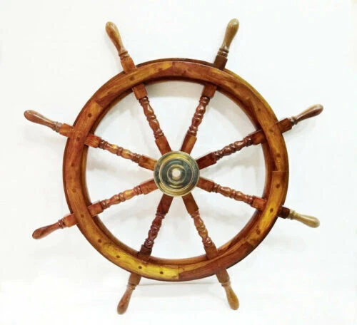 36" Nautical Marine Wooden Steering Ship Wheel ~ Piratenkapitän Schiff...