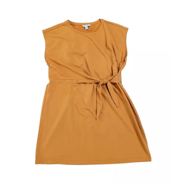 Nine West Womens Orange Crew Neck Side Tie T-Shirt Dress Size 2XL Stretch Casual