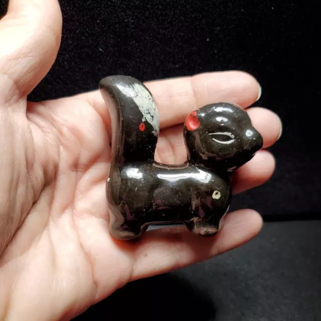 VINTAGE Small Skunk Figurine Japan Redware pottery