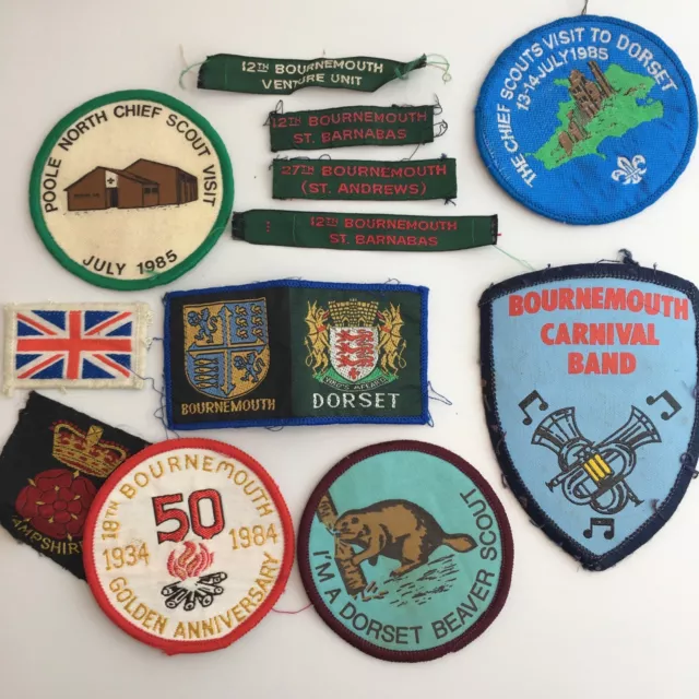 Boy Scouts Badges Patches Scarce Bournemouth DORSET District Double Badge & more