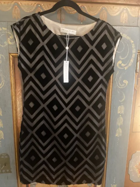 Trina Turk Black Velvet Silk Blend Semi Sheer Sheath Dress Size 0 NWT $268