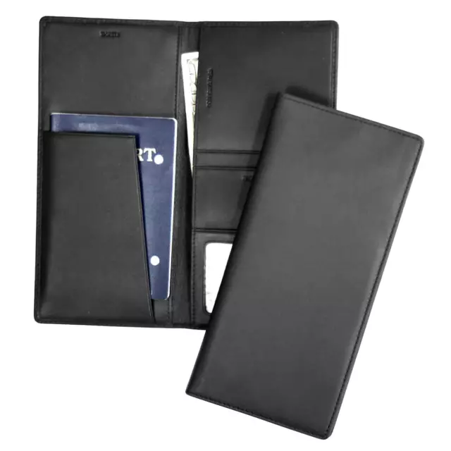 Royce Leather RFID Blocking Passport Ticket Holder Black RFID-211-BL-5