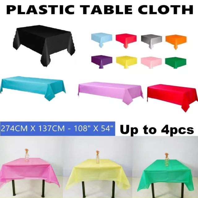 Wedding Party Tablecover Table Cover Cloth Plastic Tablecloth Birthday 4 Colour