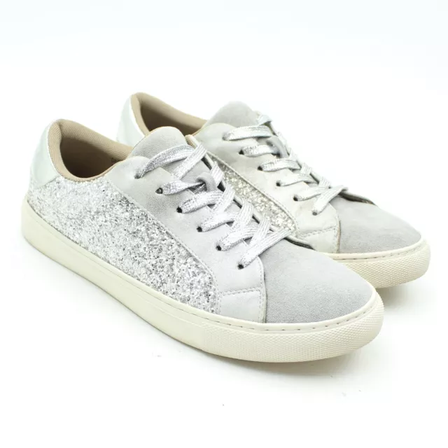 Boutique by Corkys Dazzle Womens Sz 9 Gray n Silver Lace-up Sneakers w/ Glitter