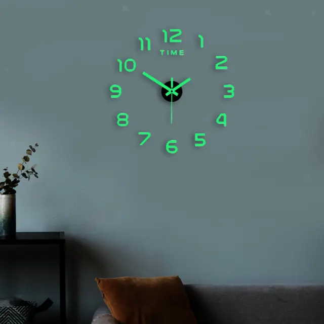 Luminous Wall Clock Stickers Round DIY Wall Clock for Dining Room