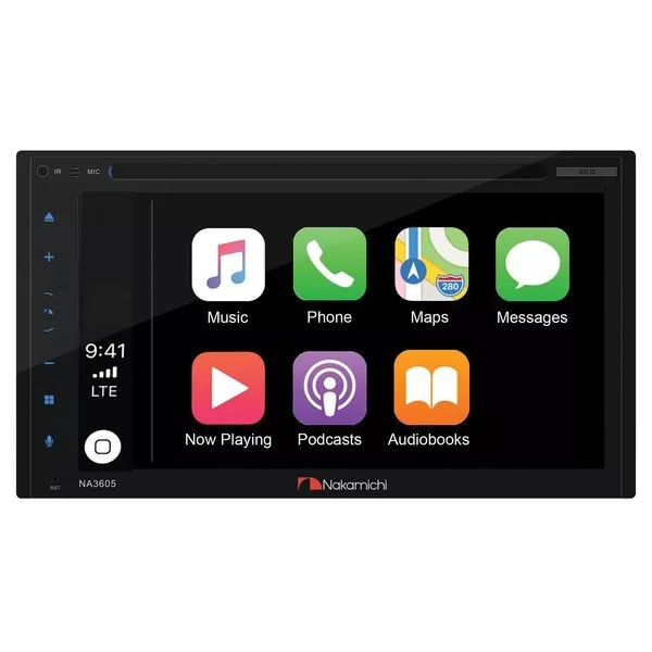 Nakamichi 6.8-Inch WVGA Double-DIN In-Dash DVD Receiver with Apple CarPlay Black