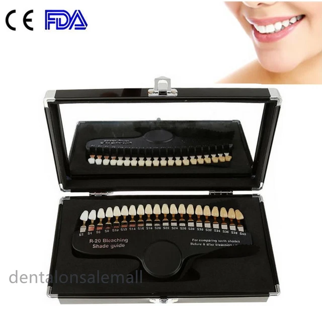 TEETH WHITENING DENTAL Shade Guide Tooth Bleaching 20 Shades+Mirror