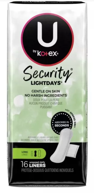 Revestimientos envueltos U by Kotex Security Lightdays, 16 unidades largas (3 paquetes) 2